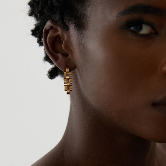 18K Gold Plated Watch Chain Earrings*Watch Band*Watch Link*ML - Picture 2 of 6